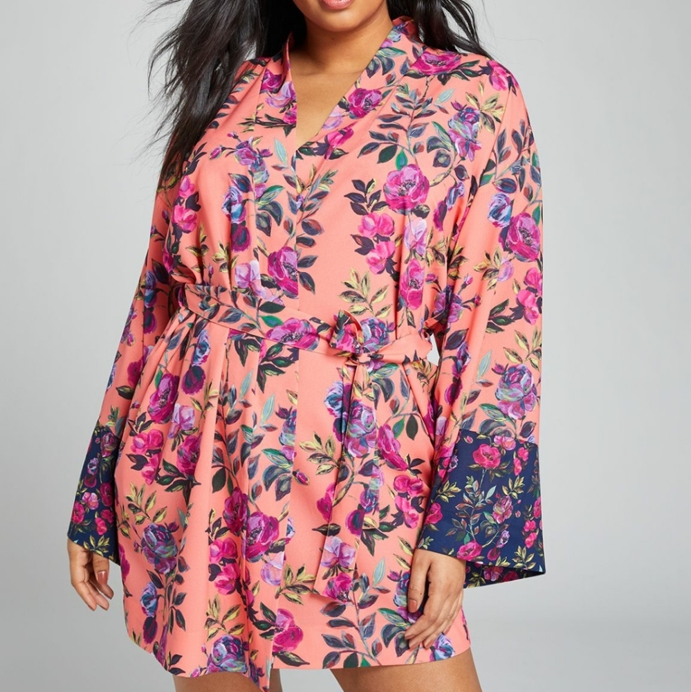 Lane Bryant Cacique - Pink Floral Robe